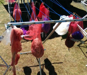 Drying fiber in onion bags