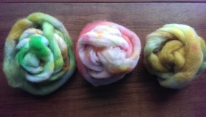 Additional candy-dyed rovings, washed and dried