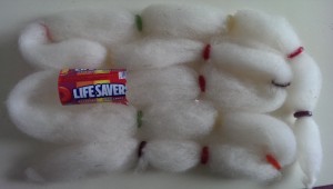 Lifesavers and 1oz Shetland roving