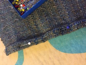 pinning and sewing the hems