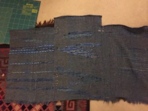 lay out fabric right side up, sew on the right side 